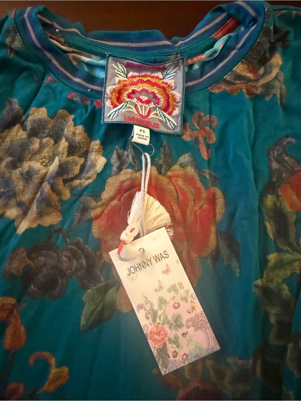 Johnny Was The Janie Favorite Long-Sleeve Tee with Red and Purple Blooms - Picture 4 of 5
